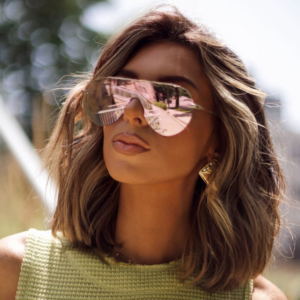 Diff Eyewear Brand New in Box Imani Gold Cherry Blossom Mirror Sunglasses